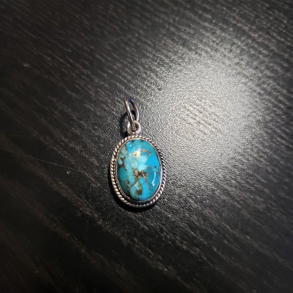 925 silver pendant with a turquoise cabochon. - Picture 3 of 5